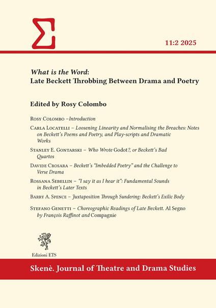 What is the word: late Beckett throbbing between drama and poetry (2025) - copertina