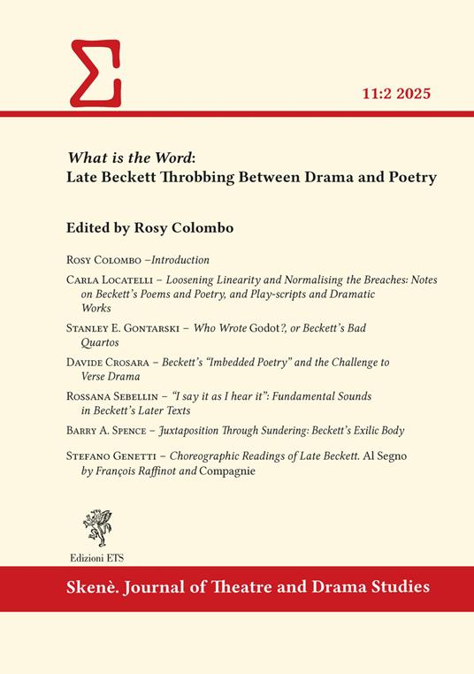 What is the word: late Beckett throbbing between drama and poetry (2025) - copertina