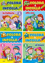 Colora e incolla. In fattoria-Al mare-A scuola-Allo zoo. Ediz. illustrata