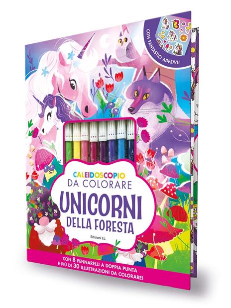 Caleidoscopio da colorare. Unicorni della foresta. Ediz. illustrata. Con 8 pennarelli - 2