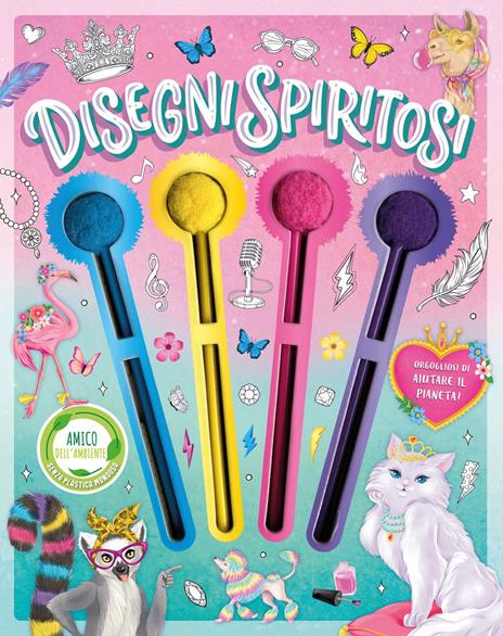 Disegni spiritosi. Ediz. illustrata. Con 4 matite colorate con pompon - copertina