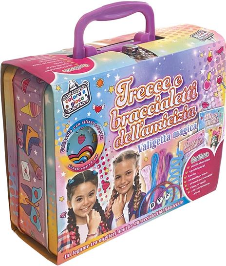 Trecce e braccialetti dell'amicizia. Valigetta magica. Ediz. a colori. Con 4 fasce per capelli. Con 4 gomitoli colorati. Con 9 perline. Con Adesivi - copertina