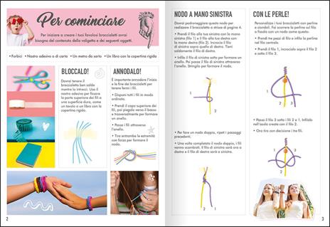 Trecce e braccialetti dell'amicizia. Valigetta magica. Ediz. a colori. Con 4 fasce per capelli. Con 4 gomitoli colorati. Con 9 perline. Con Adesivi - 2