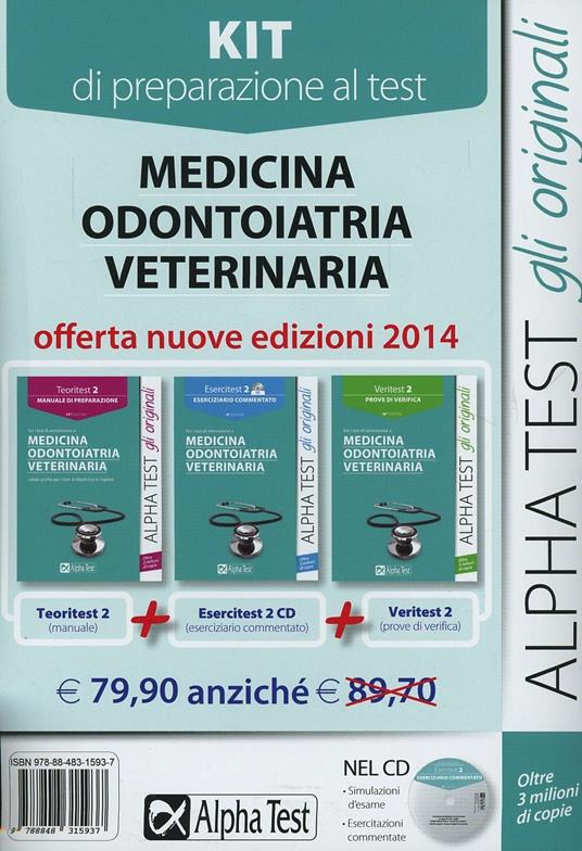 Medicina, odontoiatria, veterinaria. Kit di preparazione al test: Medicina, Odontoiatria, Veterinaria (Manuale, esercizi, prove di verifica) - copertina