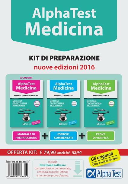 Alpha test. Medicina, odontoiatria, veterinaria. Kit di preparazione. Con software di simulazione - copertina