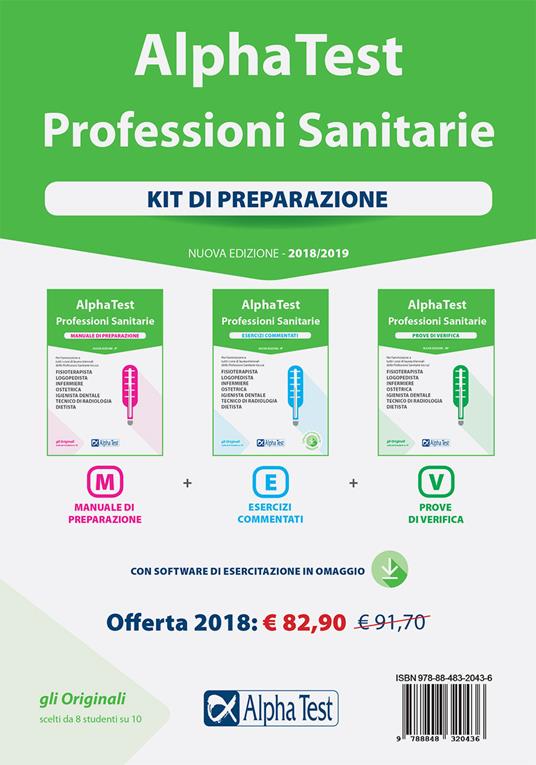 Alpha Test. Professioni sanitarie. Kit di preparazione: Manuale di preparazione-Esercizi commentati-Prove di verifica. Con software di esercitazione - Stefano Bertocchi,Doriana Rodino,Alberto Sironi - copertina