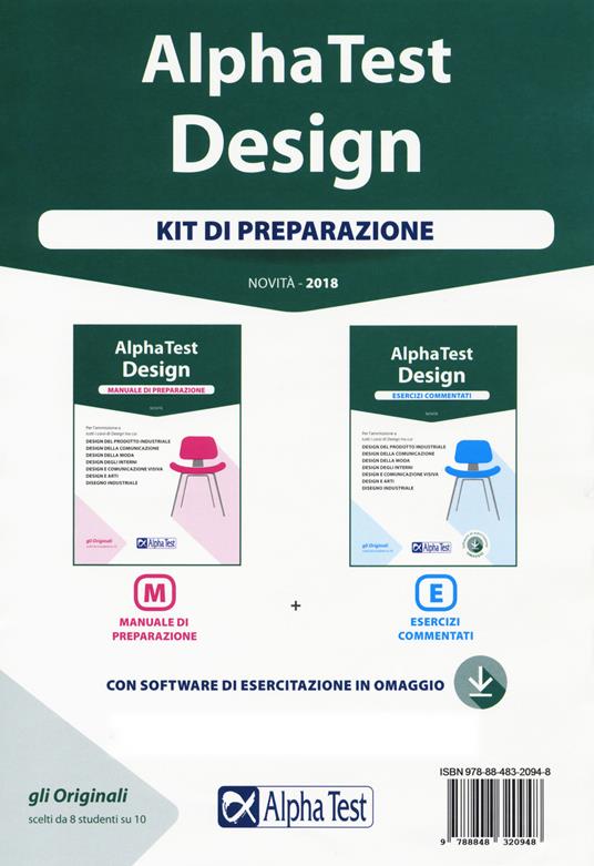 Alpha Test. Design. Kit di preparazione: Manuale di preparazione-Esercizi commentati. Con software di simulazione - Stefano Bertocchi,Fausto Lanzoni,Carlo Tabacchi - copertina