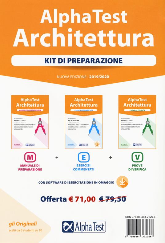 Alpha Test. Architettura. Kit di preparazione. Per l'ammissione a architettura e a tutti i corsi di laurea in ingegneria edile-architettura, conservazione e restauro, urbanistica. Con software di simulazione - Stefano Bertocchi,Massimiliano Bianchini,Carlo Tabacchi - copertina