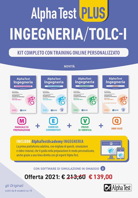 Alpha Test plus. Ingegneria. Kit completo di preparazione con training on line personalizzato. Con software di simulazione - copertina