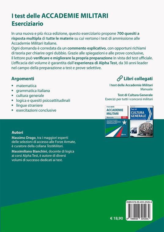 I test delle accademie militari. Eserciziario - Massimo Drago,Massimiliano Bianchini - 2