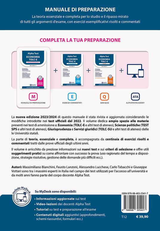Alpha Test Economia. Tolc-E. Manuale di preparazione. Ediz. MyDesk - 2
