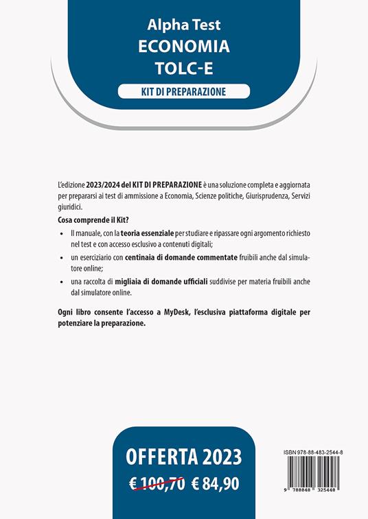 Alpha Test. Economia. TOLC-E. Kit di preparazione. Ediz. MyDesk - 2