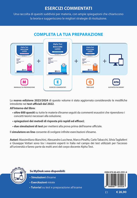 Alpha Test Bocconi LUISS. Esercizi commentati. Con MyDesk - Massimiliano Bianchini,Carlo Tabacchi,Alessandro Lucchese - 2