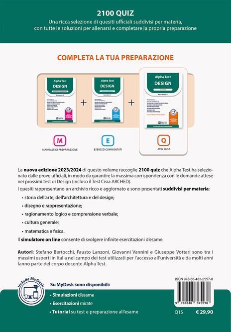 Alpha Test. Design. 2100 quiz. Con MyDesk - Stefano Bertocchi,Giuseppe Vottari,Fausto Lanzoni - 2