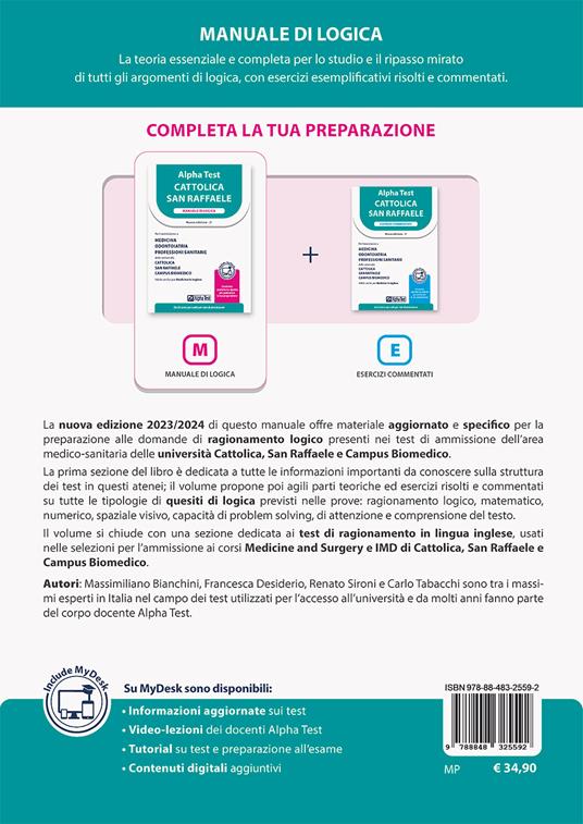 Alpha Test Cattolica San Raffaele. Manuale di logica. Ediz. MyDesk - Massimiliano Bianchini,Francesca Desiderio,Carlo Tabacchi - 2
