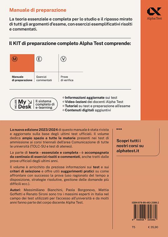 Alpha Test Comunicazione. Manuale di preparazione - Massimiliano Bianchini,Paola Borgonovo,Mattia Goffetti - 2