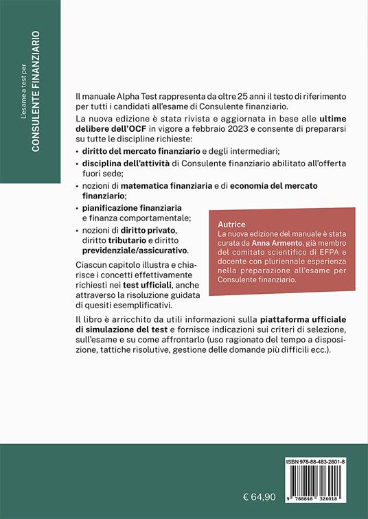 L'esame a test per Consulente finanziario abilitato all'offerta fuori sede. Manuale completo di preparazione - Anna Armento - 2