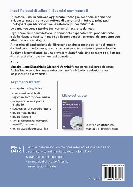 I test psicoattitudinali. Esercizi commentati. Ediz. MyDesk. Con Contenuto digitale per download e accesso online - Massimiliano Bianchini,Giovanni Vannini - 2