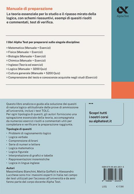 Alpha Test Logica. Manuale di preparazione - Massimiliano Bianchini,Mattia Goffetti,Alessandro Lucchese - 2
