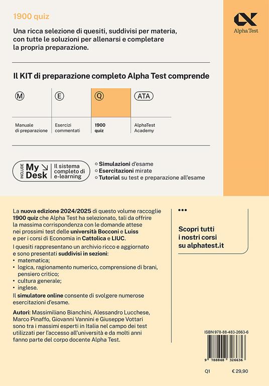 Alpha Test Bocconi Luiss. 1900 quiz. Con MyDesk - Massimiliano Bianchini,Alessandro Lucchese,Marco Pinaffo - 2