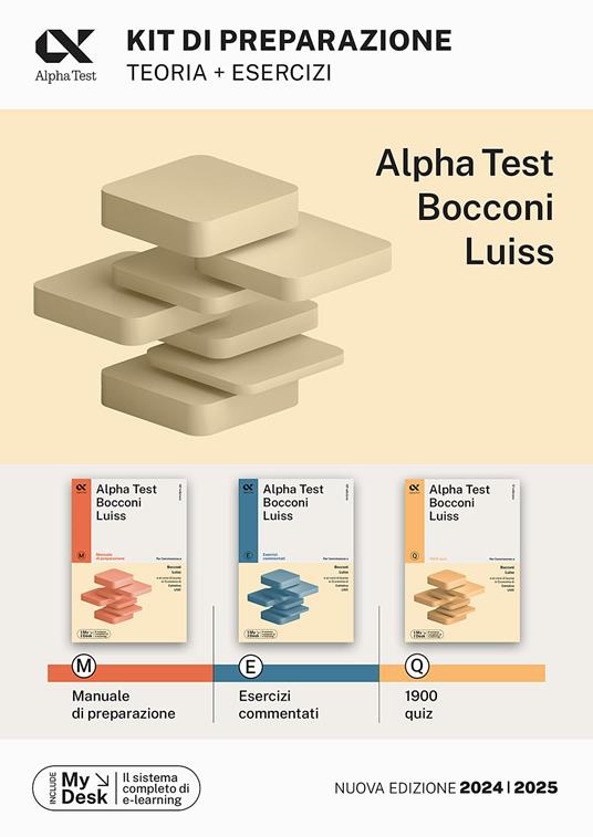 Alpha Test Bocconi Luiss. Kit di preparazione: Manuale di preparazione-Esercizi commentati-1900 quiz. Con MyDesk - Massimiliano Bianchini,Alessandro Lucchese,Marco Pinaffo - copertina