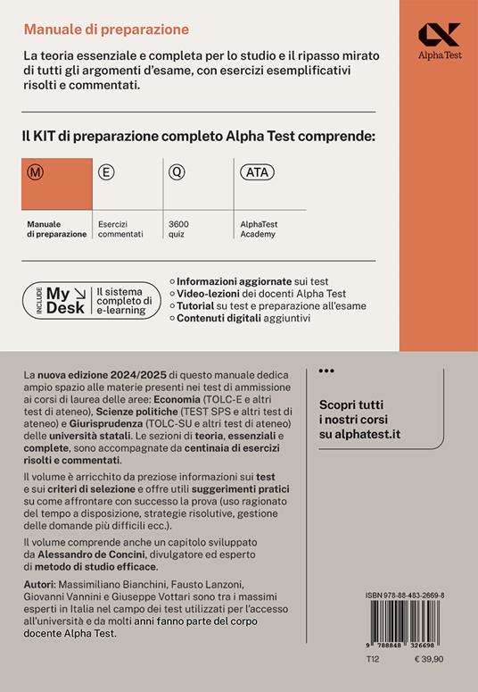 Alpha Test Economia. TOLC-E. Manuale di preparazione. Ediz. MyDesk. Con Contenuto digitale per download e accesso online - 2