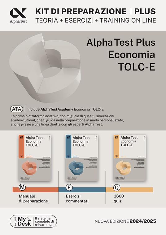 Alpha Test plus. Economia. TOLC-E. Kit di preparazione. Con Contenuto digitale per download e accesso on line - copertina