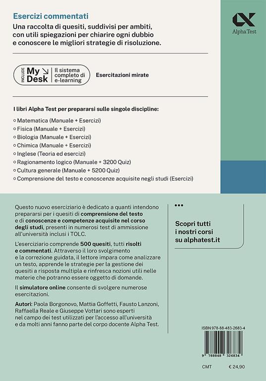 Alpha Test Comprensione del testo e conoscenze acquisite negli studi. Esercizi commentati - 2