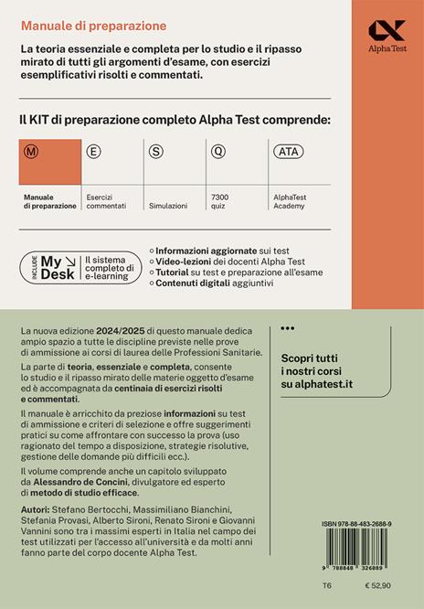 Alpha Test. Professioni sanitarie. Manuale di preparazione. Ediz. MyDesk. Con Contenuto digitale per download e accesso online - Stefano Bertocchi,Massimiliano Bianchini,Stefania Provasi - 2