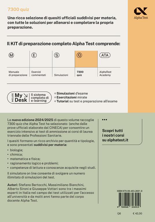 Alpha Test. Professioni sanitarie. 7.300 quiz - Stefano Bertocchi - Renato  Sironi - - Libro - Alpha Test - TestUniversitari