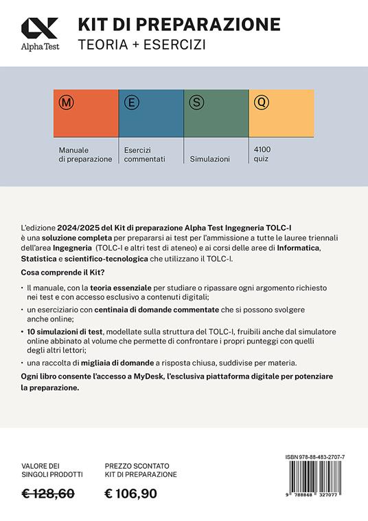 Alpha Test. Ingegneria. TOLC-I. Kit di preparazione. Per l’ammissione a Ingegneria, Informatica e Statistica - 2