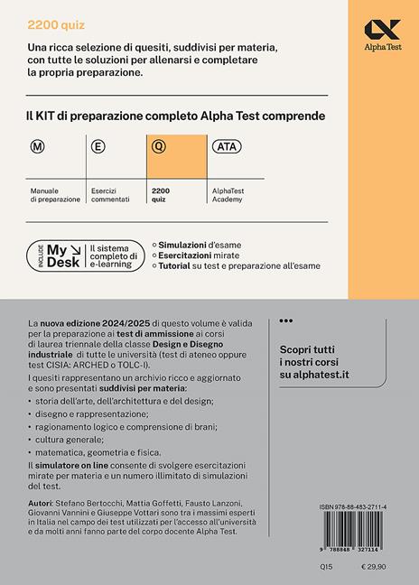 Alpha Test. Design. 2200 quiz. Ediz. MyDesk - Fausto Lanzoni,Stefano Bertocchi,Carlo Tabacchi - 2