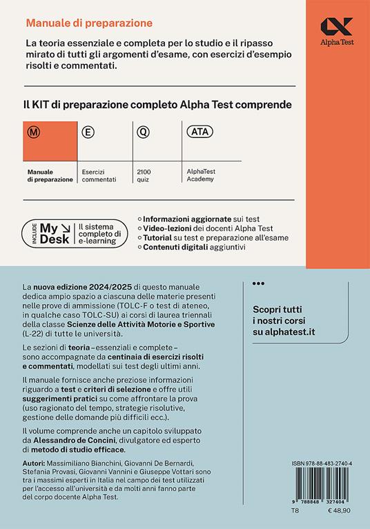Alpha Test. Scienze motorie. Manuale di preparazione. Ediz. MyDesk. Con Contenuto digitale per download e accesso online - Massimiliano Bianchini,Giovanni De Bernardi,Stefania Provasi - 2