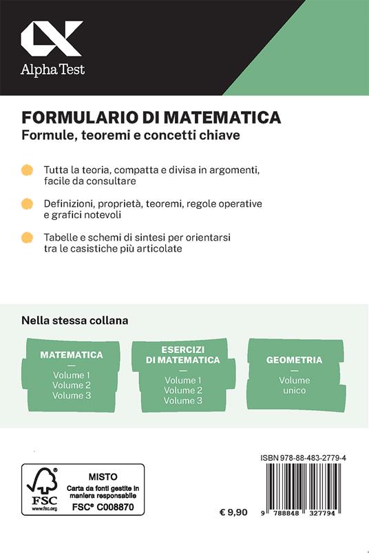 Formulario di matematica. Formule, teoremi e concetti chiave. Con estensioni online - Loredana Mola,Silvia Tagliaferri - 2