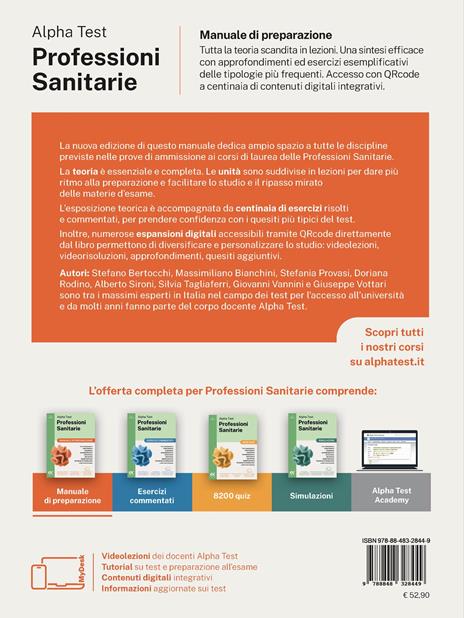 Alpha Test Professioni Sanitarie 2026-2027. Manuale di preparazione. Per test di ammissione universitari. Con piattaforma digitale - Stefano Bertocchi,Stefania Provasi,Giovanni Vannini - 3