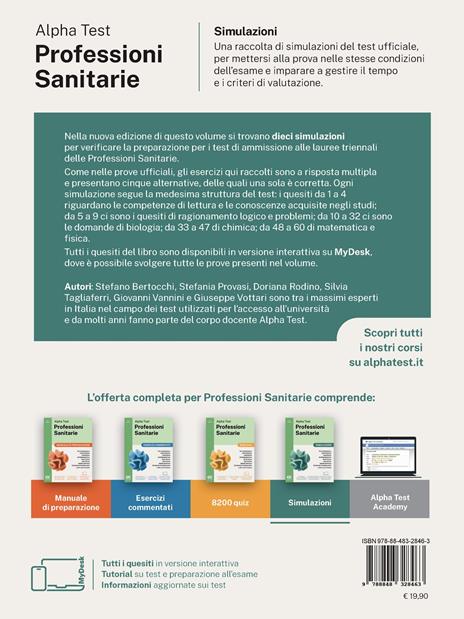 Alpha Test Professioni Sanitarie 2026-2027. Simulazioni. Per test di ammissione universitari. Tutte le prove in versione digitale - Stefano Bertocchi,Giuseppe Vottari,Stefania Provasi - 3