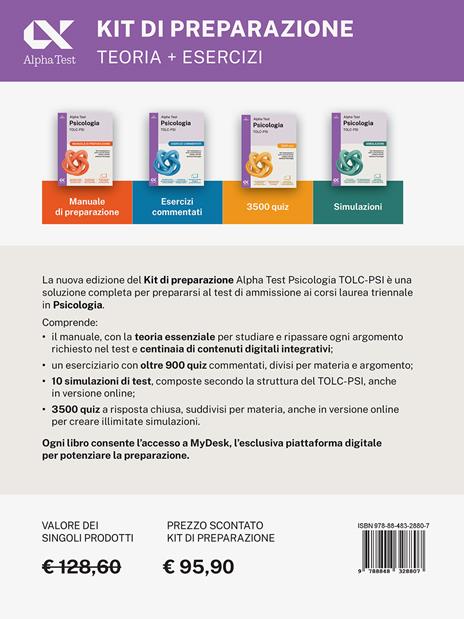 Alpha Test. Psicologia. TOLC-PSI. Kit di preparazione. Ediz. MyDesk. Con Contenuto digitale per download e accesso online - Paola Borgonovo,Fausto Lanzoni,Stefania Provasi - 2