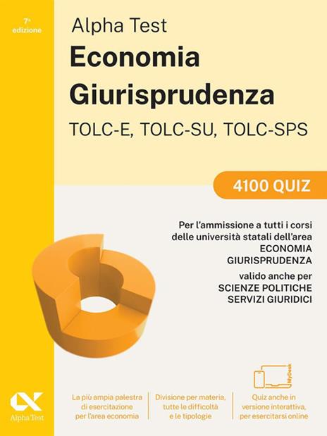 Alpha Test. Economia. TOLC-E, TOLC-SU, TOLC-SPS. 4100 quiz. Con Contenuto digitale per download e accesso online - Fausto Lanzoni,Marco Pinaffo,Alessandro Lucchese - copertina