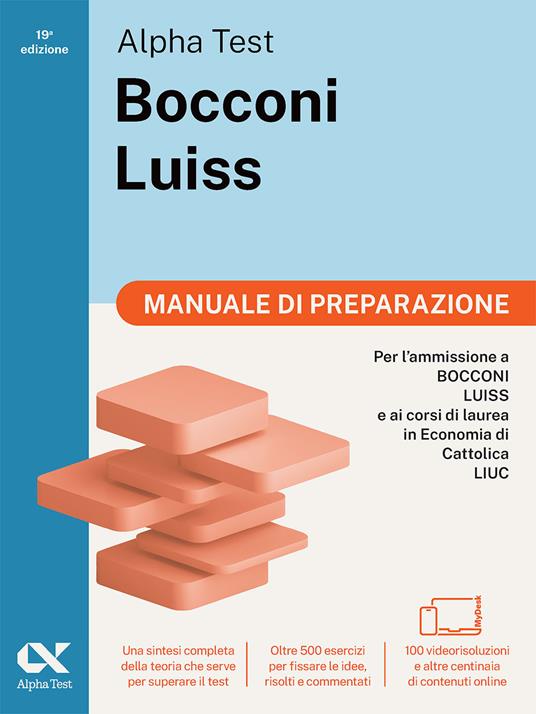 Alpha Test Bocconi e Luiss Manuale di preparazione. Edizione 2025. Per test di economia. Con teoria, esercizi e contenuti digitali - copertina