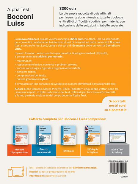 Alpha Test Bocconi e Luiss. 3200 quiz. Edizione 2025. Per test di economia. Con simulatore online - 2