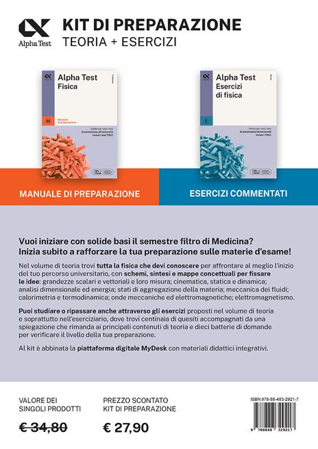 Alpha Test Medicina Riforma Precorso di Fisica. Edizione 2025. Per esami di ammissione universitaria e primo semestre di Medicina. Con piattaforma di e-learning MyDesk. Con Contenuto digitale per accesso online - Alberto Sironi - 2