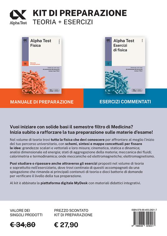 Alpha Test Medicina Riforma Precorso di Fisica. Edizione 2025. Per esami di ammissione universitaria e primo semestre di Medicina. Con piattaforma di e-learning MyDesk. Con Contenuto digitale per accesso online - Alberto Sironi - 2