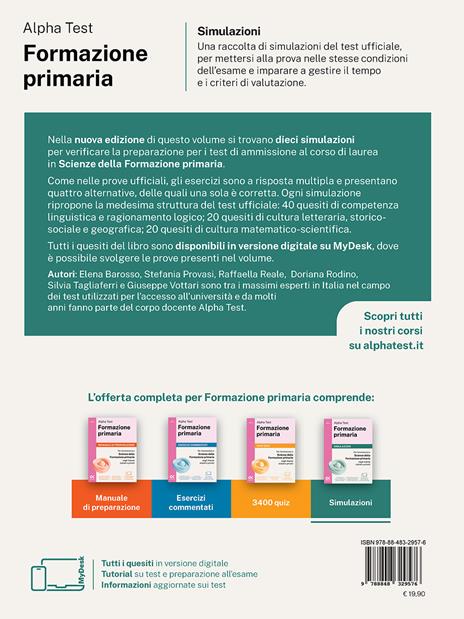 Alpha Test Formazione primaria. Simulazioni. Edizione 2025/2026. Per il test di ammissione in Scienze della Formazione Primaria. Con simulatore online MyDesk - 2