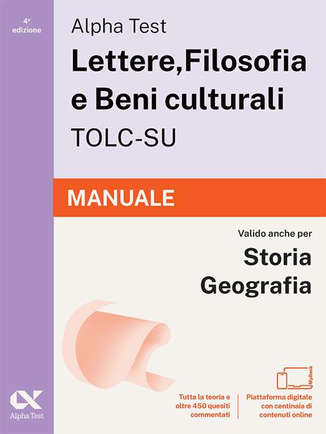 Alpha Test. Lettere, Filosofia e Beni culturali TOLC-SU 2026-2027. Manuale. Per test di ammissione universitari. Con piattaforma digitale - copertina