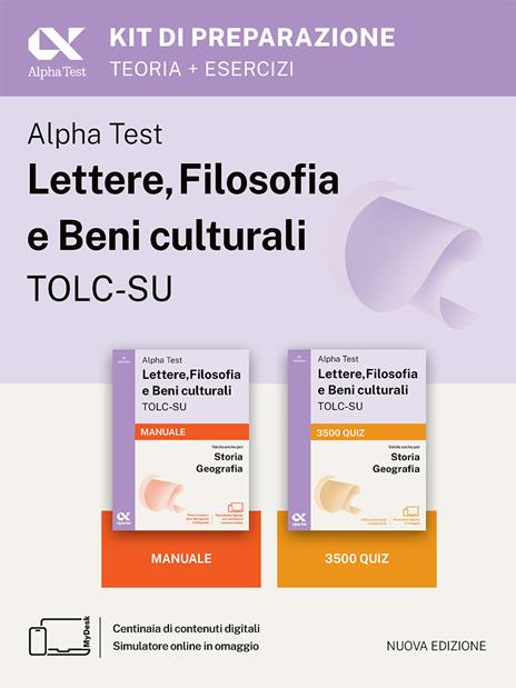 Alpha Test Lettere, Filosofia e Beni culturali TOLC-SU 2026-2027. Kit di preparazione. Per test di ammissione universitari. Con piattaforma e simulatore online - copertina