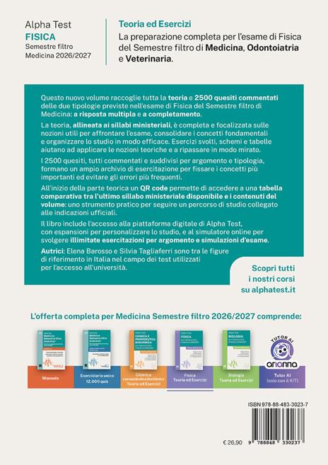 Alpha Test. Fisica per il semestre filtro di medicina 2026-2027. Teoria ed esercizi. Con piattaforma digitale e simulatore online - 2