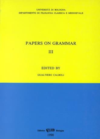 Papers on grammar. Vol. 3 - copertina