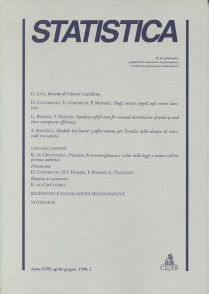 Statistica (1998). Vol. 2 - copertina