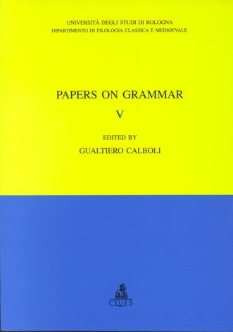 Papers on grammar. Vol. 5 - copertina
