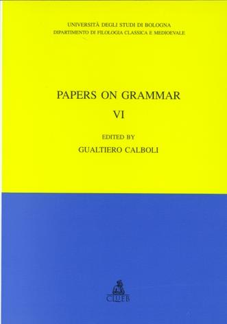 Papers on grammar. Vol. 6 - copertina
